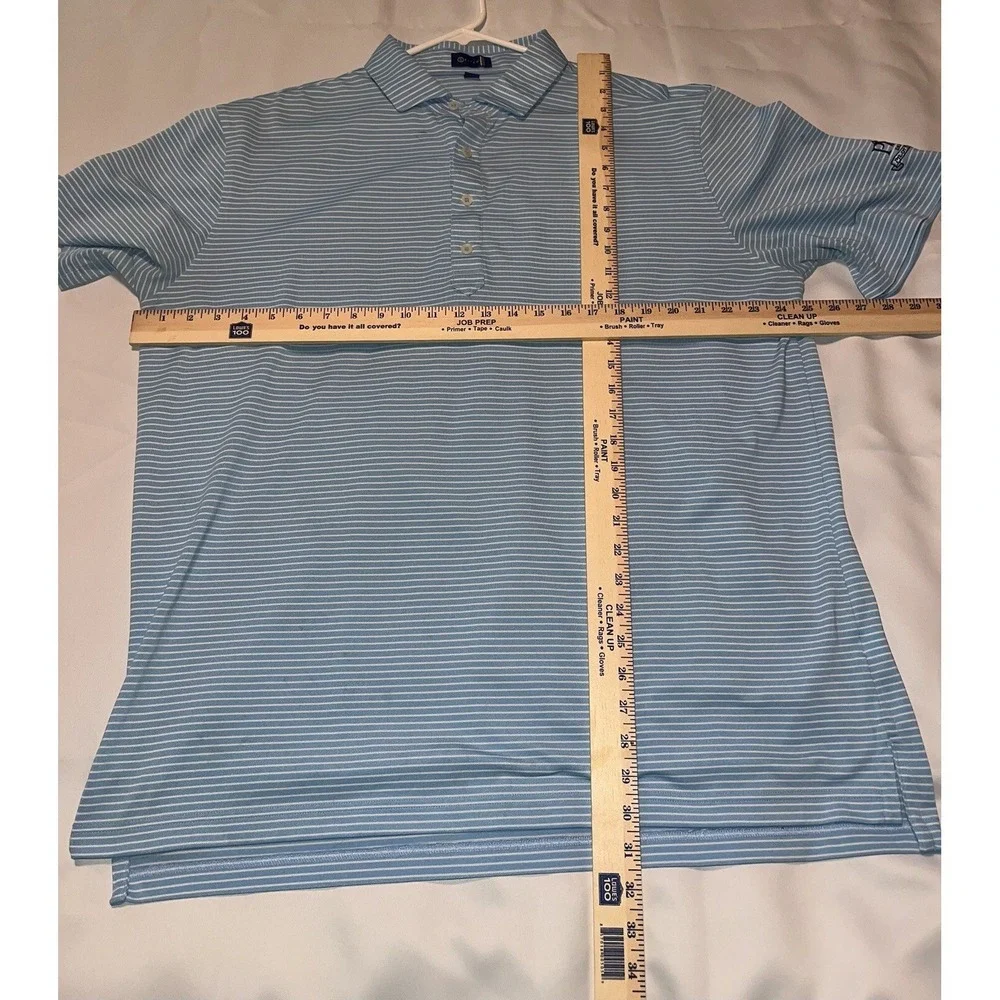 Stitch Polo Shirt Mens Large Blue Stripe Stretch Golf Preppy Adult‎ Logo